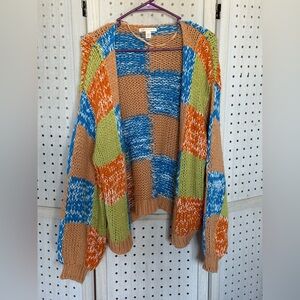 Cato Multicolor Patchwork Cardigan